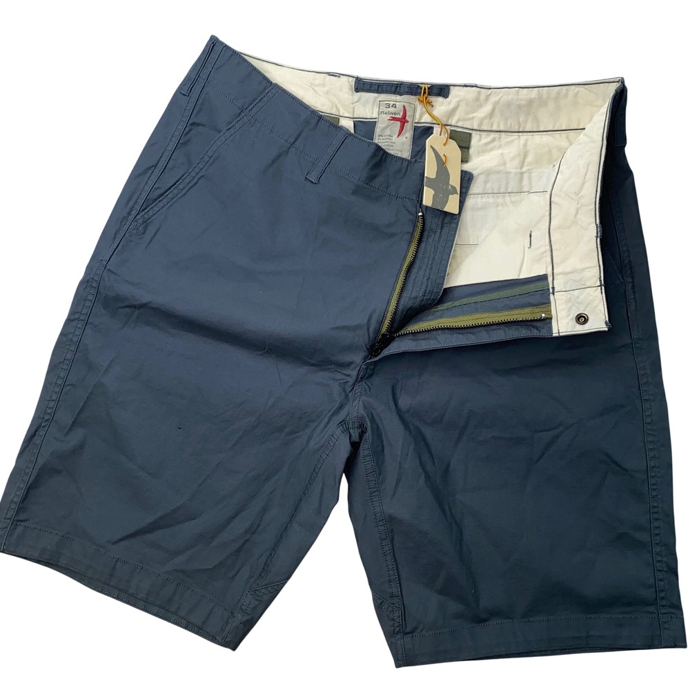 NEW Relwen Flex Field Shorts Mens 34 Blue M600607 Cotton Chino Huckberry Flaw*